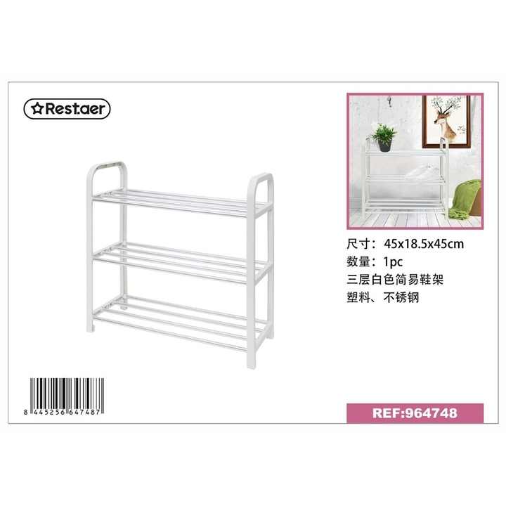 White 3-Shelf Plastic Shoe Rack - Home Organization