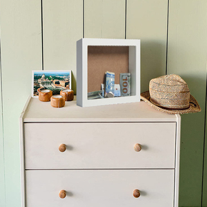 Cajas de madera blanca para dinero, caja de dinero en blanco sin terminar, banco con ventana de vidrio - Product Image 6