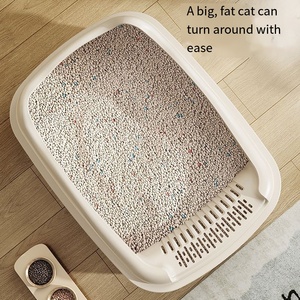 Grande litière pour chat semi-fermée en plastique, facile à nettoyer, anti-éclaboussures, contrôle des odeurs avec pelle, grande capacité, toilette pour animaux de compagnie pour chats - Product Image 2