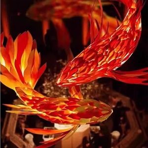 Lampadario a sospensione LED personalizzato in legno a forma di pesce, regolabile in altezza, creativo, stile Boho, per sala da pranzo - Product Image 2