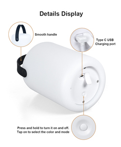 Lampe de table solaire portable, lanterne d'extérieur, rechargeable par USB et solaire, 8 couleurs, télécommande, veilleuse pour le camping, la terrasse, le balcon - Product Image 6