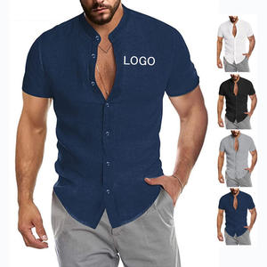 Camisas de Verano para Hombre de Talla Grande con Logotipo Personalizado Bordado, Diseño en Blanco, Marca OEM de Alta Calidad - Product Image 2