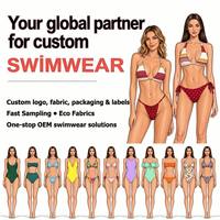 Conjunto de Bikini Ecológico con Logotipo Personalizado, Fabricante de Trajes de Baño, con Doble Forro y Rayas, para Mujer