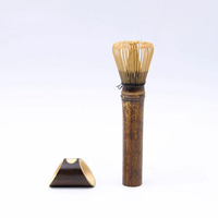 Fouet à matcha en bambou naturel à long manche avec support en bambou, ensemble Chasen pour tasses profondes, mugs, café, salon de thé, vente en gros