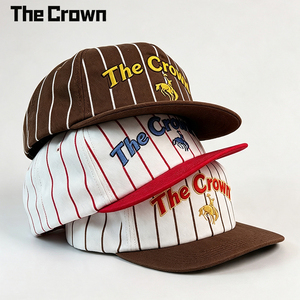 Gorra de Béisbol Personalizada al por Mayor de Alta Calidad con Rayas, 5 Paneles, Visera Plana, Ajustable, Logotipo Bordado, Unisex, Estilo Vintage - Product Image 3