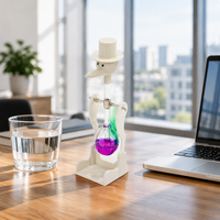Jouet de bureau en verre fait main écologique à motif de cubes verts, en forme d'oiseau, avec fonction de trempage – Éducatif et anti-stress
