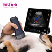 Échographe vétérinaire mobile portable noir et blanc pour diagnostic des animaux sur le terrain, alimenté par batterie