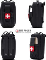 Sac médical tactique vintage robuste pour l'extérieur, fermeture à glissière, trousse de premiers secours, garrot, ciseaux - Pochette de survie EDC imperméable