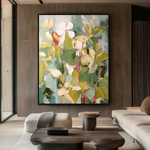 <span class=keywords><strong>Obra</strong></span> <span class=keywords><strong>de</strong></span> Arte Moderna Colorida en Lienzo Hecha a Mano Original, <span class=keywords><strong>Pintura</strong></span> <span class=keywords><strong>de</strong></span> Flores en 3D, Arte <span class=keywords><strong>de</strong></span> Pared Verde para Jardín, Decoración del Hogar - Product Image 1