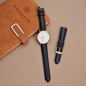 Correa de Reloj de Lujo de 18 mm y 20 mm, Transpirable, de Liberación Rápida, con Textura, Acolchada, de Cuero, con Hebilla de Cuero para Hombre y Mujer (Negro) - Product Image 2