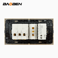 Prises murales universelles et Schuko BAOBEN en aluminium doré, norme européenne italienne, avec 2 prises et 2 ports USB