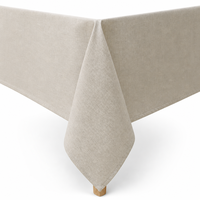 Nappe beige aspect lin rectangulaire en polyester, imperméable et résistante aux taches, protection de table pour repas en extérieur