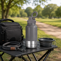 Gobelet isotherme antidérapant et étanche en acier inoxydable à double paroi de 32 oz, réutilisable, de qualité alimentaire, pour animaux de compagnie, avec couvercle, pour les voyages en extérieur avec chien