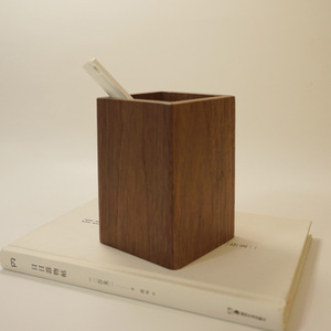 Walnut <b>Wood</b> Pen Holder Square 11x8x8cm Multi Functional Storage For Office <b>Desk</b> Or Dining Table Utensils - Product Image 3
