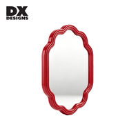 Miroir décoratif en forme de fleur rouge DX Designs, cadre festonné, style vintage, miroir mural pour entrée, décoration de la maison