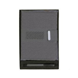 Set de Regalo de Agenda y Bolígrafo de Terciopelo PU Gris Premium, Elegante Cuaderno para Regalos Corporativos Profesionales y Escritura - Product Image 2