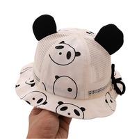 Sombrero de Sol con Protección UV, Transpirable, Estampado, Bonito, de Algodón, para Verano, Unisex, para Bebés, Recién Nacidos, con Orejas de Panda