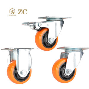 Werkseitige mittelschwere Lenk rollen 3/4/5 Zoll orange PVC mit kugellager hochs icht barem Nachlauf für verschiedene Anwendungen - Product Image 2