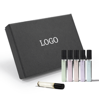 Coffret cadeau en carton avec logo personnalisé, échantillon de parfum d'aromathérapie avec emballage en boîte, flacon de parfum en verre design