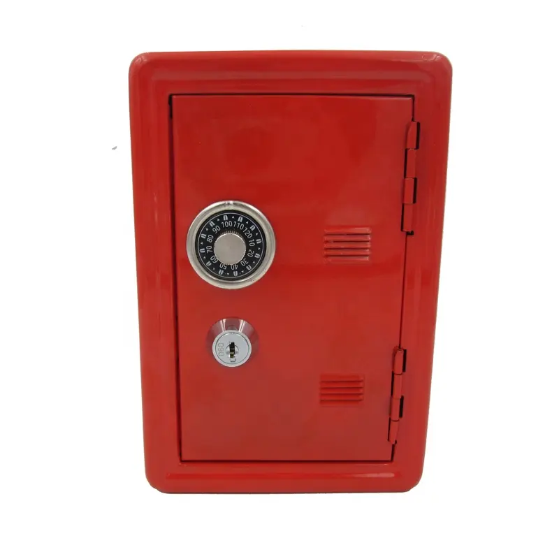 Di alta qualità di colore rosso 2in1 Serratura a chiave e la password di sicurezza cash box di stoccaggio di sicurezza forma contenitore di soldi