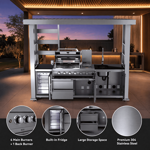 Cocina Exterior de Lujo de Acero Inoxidable 304 con Carpa, Parrilla a Gas, Fregadero, Refrigerador y <span class=keywords><strong>Asador</strong></span> para Patio Trasero - En Stock en EE. UU. - Product Image 3