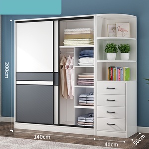 Armoire moderne en bois pour chambre à coucher, manteau suspendu, garde-robe à portes coulissantes - Product Image 2