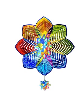 Molinetes de Viento 3D para Interiores y Exteriores, Decoración de Jardín, Adornos Metálicos, Molinillo de Viento Mandala Multicolor de 12 Pulgadas, Morado - Product Image 1