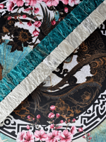 Ensemble de Mahjong Américain de Luxe en Gros, Tuiles en Porcelaine Sakura Crane et Tapis de Jeu, Motifs Fleur et Oiseau Blanc Perle, Logo Personnalisé OEM