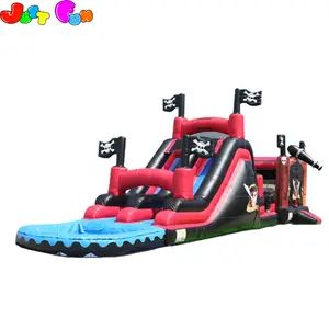 56ft pirate theme combo with wet/dry inflatable slide for commercial use