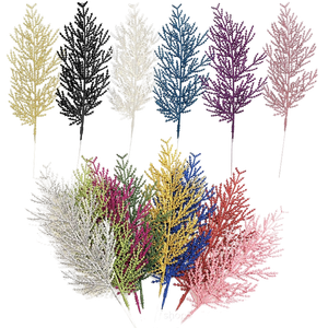 Coloré Artificiel De Noël En Plastique Pin Aiguille Branche Or Poussière Feuille Ornement Guirlande Décoration avec Cyprès Feuille Arbre Décor - Product Image 1