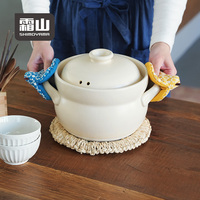 SHIMOYAMA Cocotte en céramique avec poignée, faitout japonais pour ragoûts et soupes, pot en terre cuite avec couvercle, marmite, plat de cuisson, ustensile de cuisine