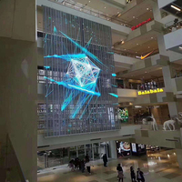 Film LED transparent facile à installer, module de grille pour vitrine, écran publicitaire en verre transparent 3D