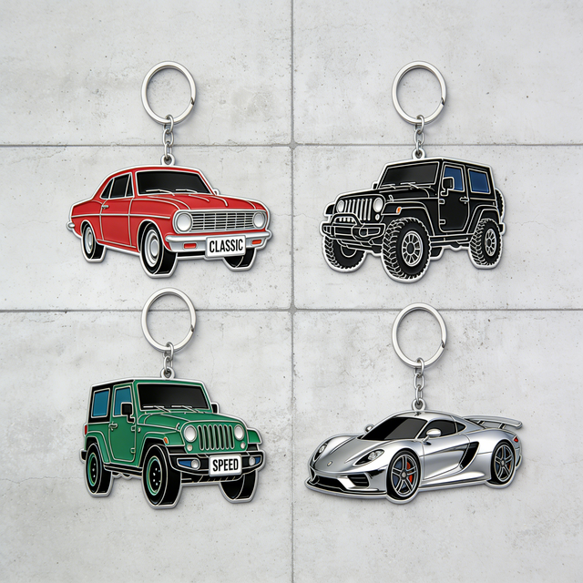China Suppliers Customized Logo Letterpress Printing Modern Luxury Personalized Keychains Blank Keychain Metal Car