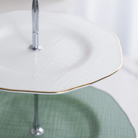 P&T HoReca Plateau à gâteaux 3 niveaux en porcelaine fine, léger et durable, avec support
