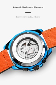 Reloj FORSINING FSG8279 de Alta Gama para Hombre, Reloj Automático de Moda, Resistente al Agua, Mecánico, con Correa de Lona Naranja - Product Image 5