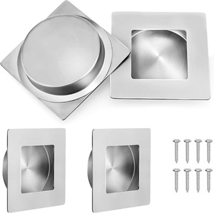 Poignées encastrées de 2 à 3/4 pouces pour portes de placard coulissantes et de poche Poignée en acier inoxydable 201 Quincaillerie de grange carrée - Product Image 2