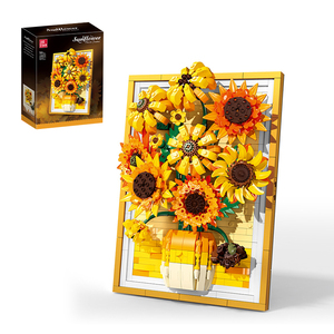 Bloques de Construcción Creativos con Marco de Imagen de Girasoles de <span class=keywords><strong>Van</strong></span> <span class=keywords><strong>Gogh</strong></span> JJ9233, Plástico ABS, Juguete Educativo de Construcción, Modelo para Montar en la Pared - Product Image 6