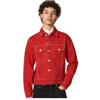 कस्टम डिजाइन फैशन पुरुषों लाल डेनिम 100% कपास कैनवास के लिए जैकेट शरद ऋतु और वसंत