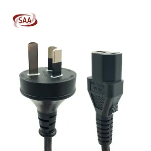 SAA Approval 10A 250V 3 Pin Mains Plug to IEC LOCK C13 Aus Power Cord leads with Australia mains cable NZ AU