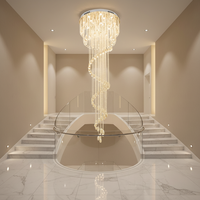 Lustre moderne nordique en cristal long pour hall de duplex, villa, escalier, hôtel, club, salle de banquet, éclairage suspendu