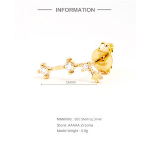 ต่างหูเงินแท้ 925 ประดับเพทายรูปดาวห้าแฉก 12 ราศี CANNER Ins - Product Image 2