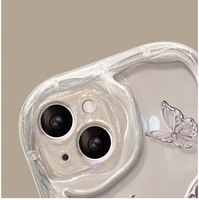 Nouveau Design Ligne Métallique Papillon Transparent Silicone TPU Housse de Téléphone pour Iphone 6 7 8 X Xr XS 11 12 13 14 15 16 17 Pro Max