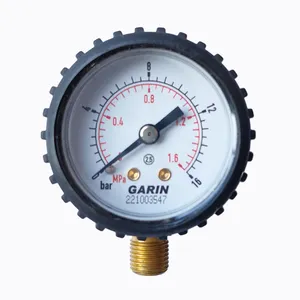 Fabrika doğrudan satış 1.6MPA çift ölçekli 40MM basınç göstergesi araba lastik basıncı testi için siyah kauçuk kullanımı ile