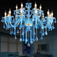 Candelabro de cristal moderno de estilo europeo azul cielo estilo Simple, adecuado para el hogar sala de estar dormitorio salón de banquetes Hotel cristal
