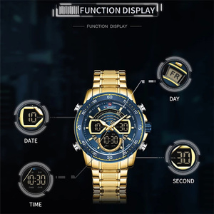 NAVIFORCE 9189 mode Analogique Quartz Digital Montre-Bracelet pour Hommes Lumineux Rétroéclairage Or Montres Reloj Sports Montre Étanche