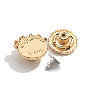 Boutons et rivets en zamac plaqués or, logo personnalisé, bouton métallique pour veste, jeans, vêtements en denim. - Product Image 6