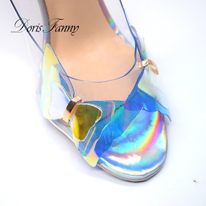 Sandales d'été montantes antidérapantes pour femmes, personnalisables, à talons hauts de luxe avec motif papillon et matériau transparent – Vente en gros - Product Image 2
