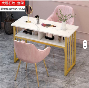 Tables de manucure modernes et luxueuses pour salon de beauté, bureau de bar à ongles en bois massif avec verre pour ateliers - Product Image 1