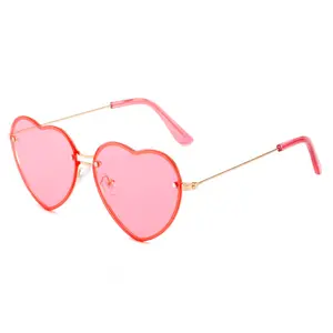 Óculos de sol de moldura grande, óculos de sol personalizado com cores de doces bonitas, sem aro e com uv400, óculos de sol em forma de coração para mulheres