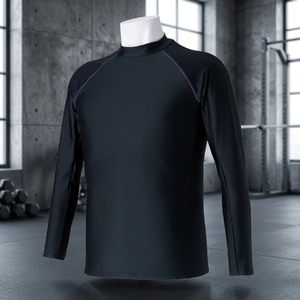 Custom Factory Unisex Skinny Polyester Fighting <b>BJJ</b> Jiu Jitsu <b>Rashguard</b> Long Sleeve Compression Training UPF50 Breathable - Product Image 3